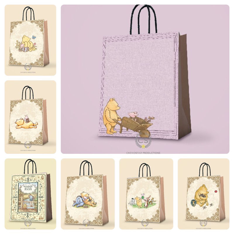 

Paper Bag Classic Pooh Custom Goodie Bag tas Kado tas Kertas Hampers Ulang Tahun Birthday
