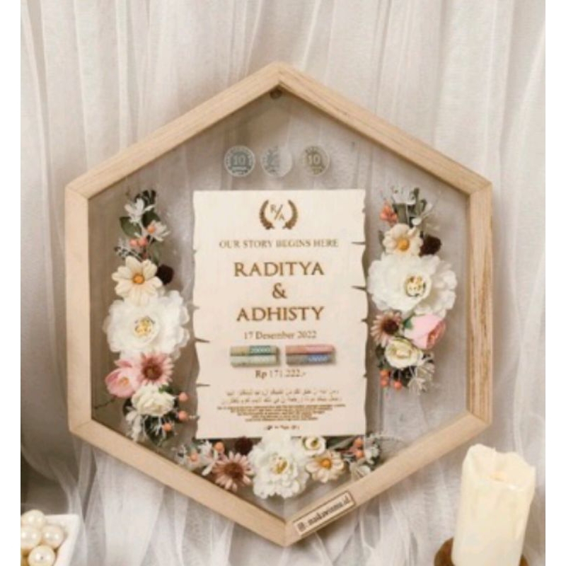 Bingkai Mahar Hexagonal Transparan Uk 35cm (ONLY BINGKAI)