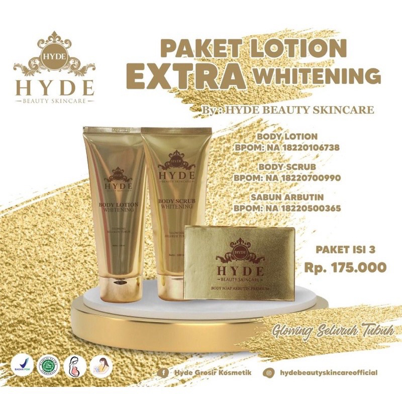 BODY SOAP ARBUTIN PREMIUM SABUN EXTRA WHITENING HYDE BEAUTY SKINCARE 100%