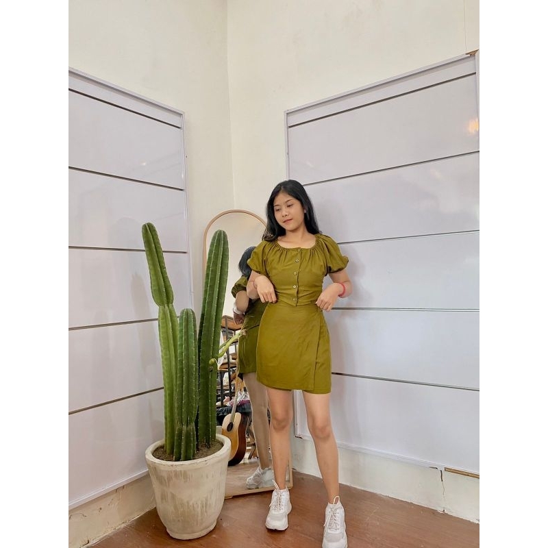 One Set SARA / setelan rayon motif polos / baju bali/ setelan bali