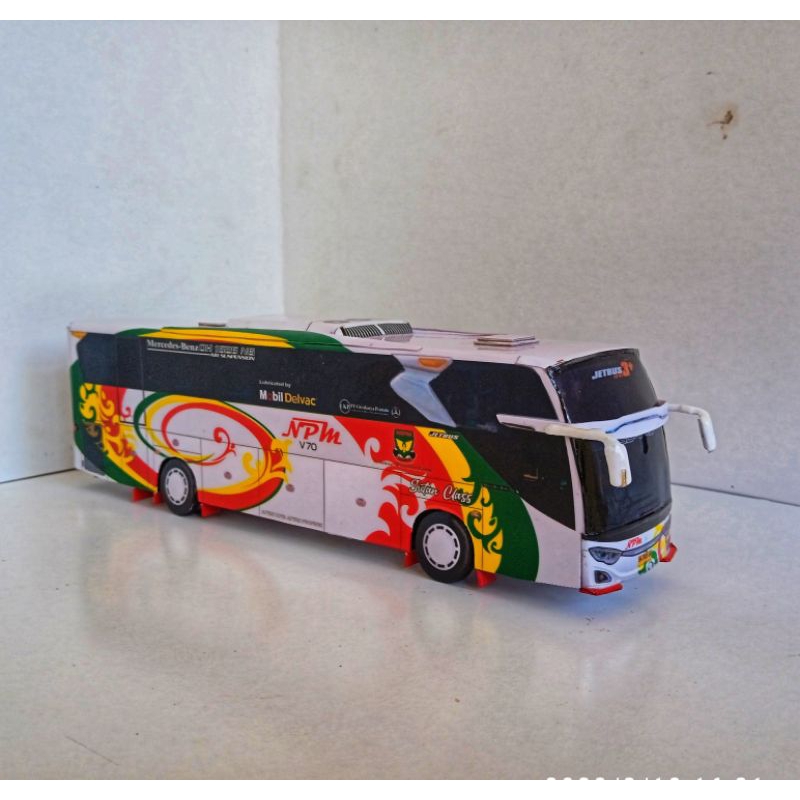 Miniatur bus kertas PO NPM, Skala 50, panjang 24 cm,  Jetbus3 MHD