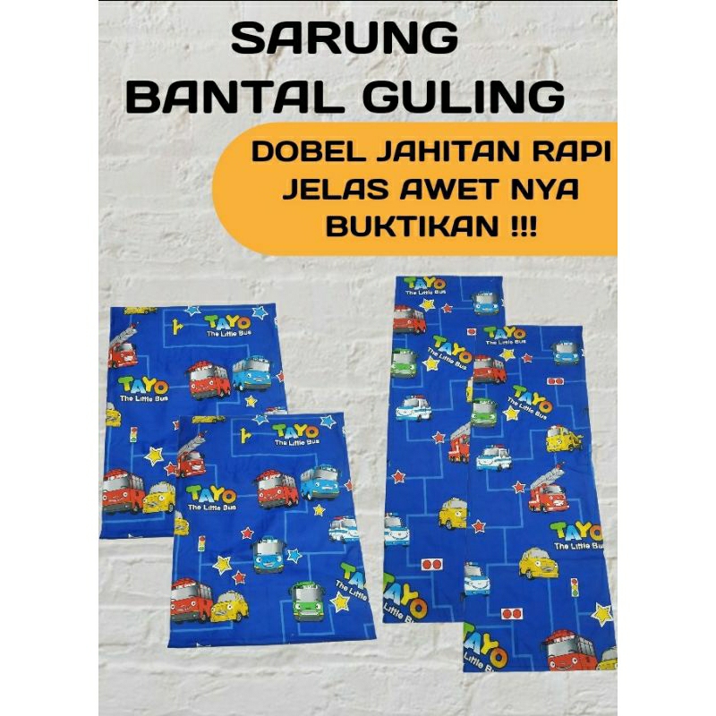 Sarung Bantal Guling Motif Tayo Dobel Jahitan Rapi Jelas Lebih Awet Nya Karakter Anak Cewek Cowok