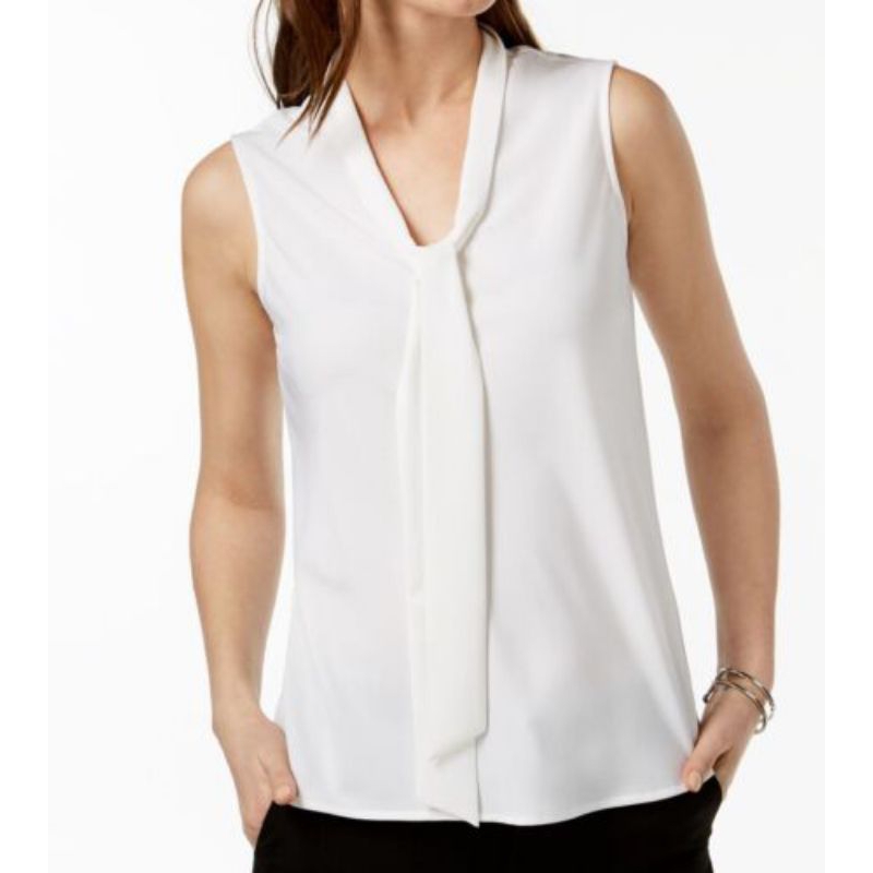 Kasper/Black Label Tie Front Sleeveless Top