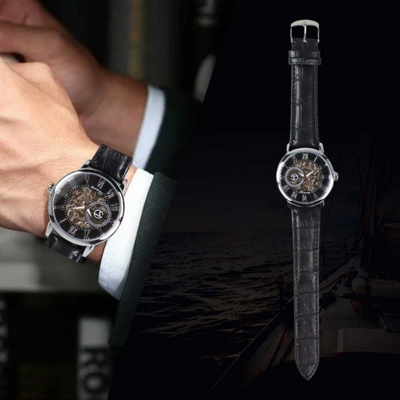 Forsining Jam Tangan Mechanical Luxury Pria - H099M Black Silver