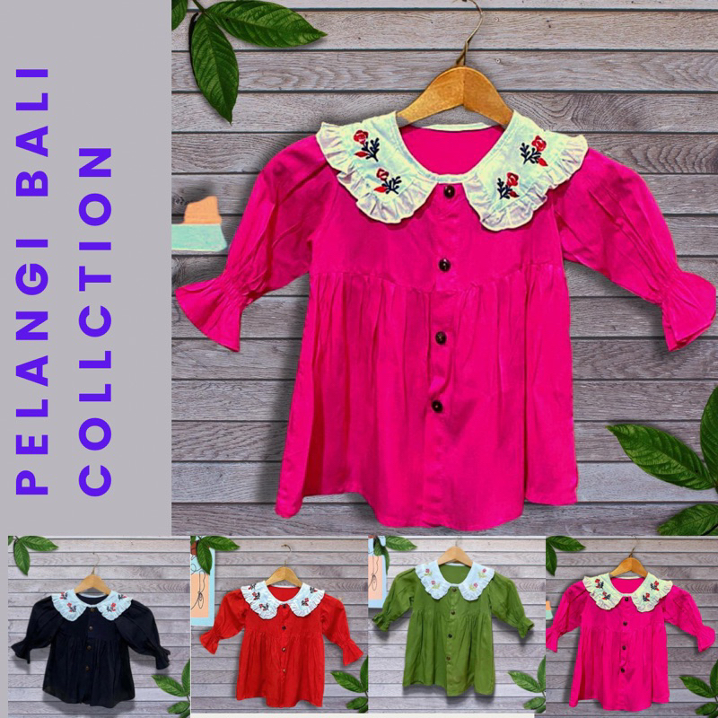 Baju anak perempuan atasan geana renda rayon polos