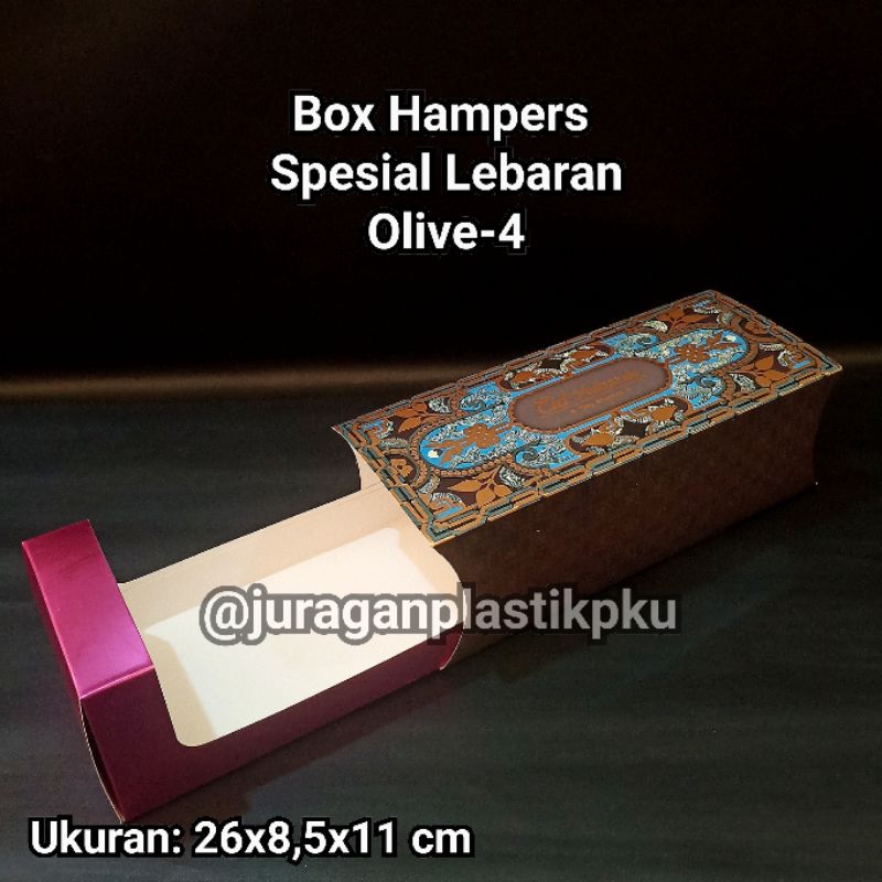 

Box Hampers Lebaran - Olive-4 Bolu Gulung | Kotak Spesial Idul Fitri Bolgul Kue 26x8,5x11 cm