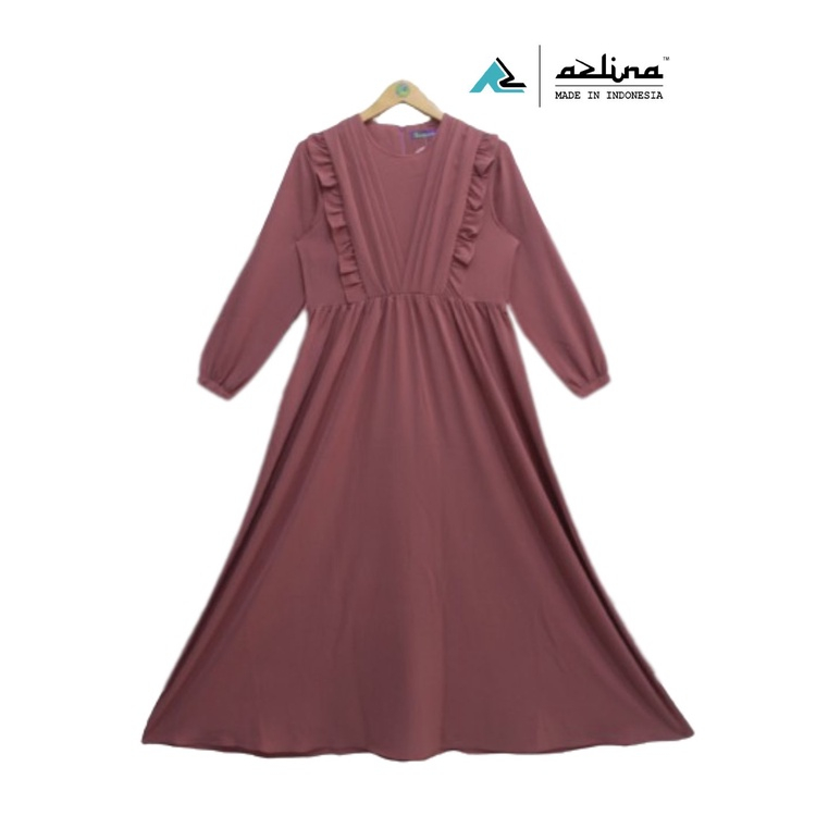 Azlina Baju Gamis Bahan Wollycrepe Trend Outfit Muslim Wanita Long Dress Terbaru