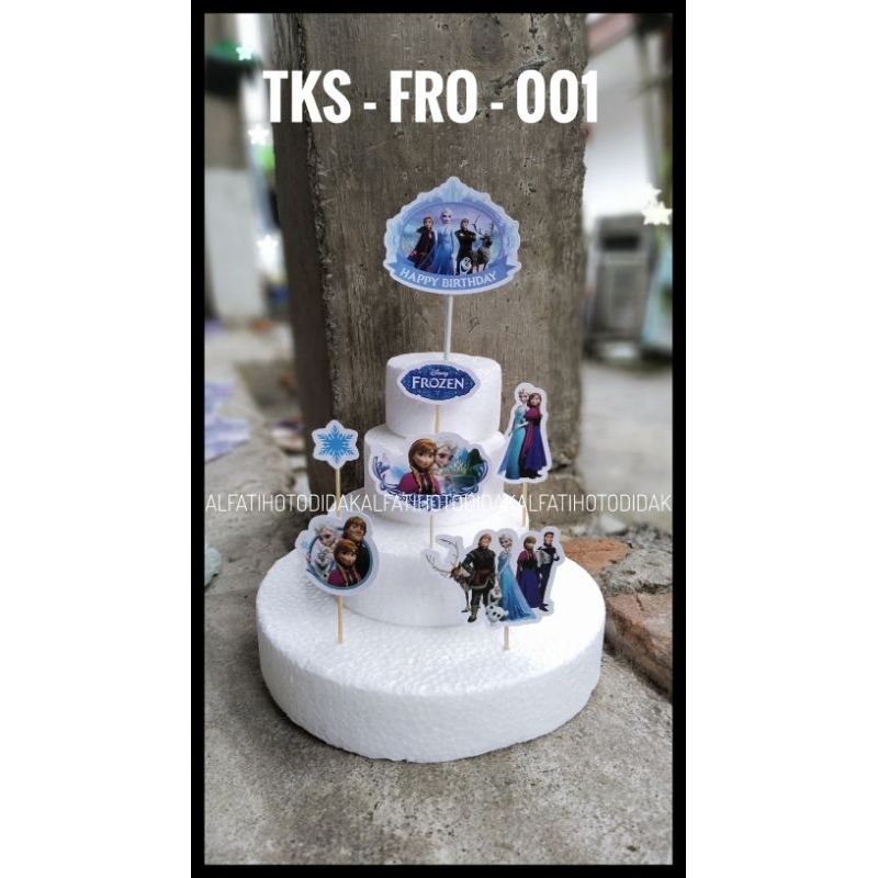 TKS - FRO - 001 - TERMURAH TOPPER KUE KARAKTER FROZEN sepaket/hiasan kue/cup cake/puding dll