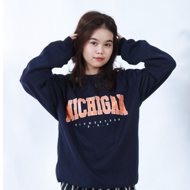 KALILA - MICHIGAN Sweater Fleece Unisex Crewneck Dewasa