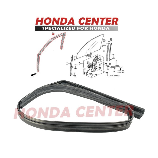 Asli original honda,karet runchannel chanel karet bulu kaca rel naik turun kaca pintu depan belakang kiri kanan mobil honda accord vti s84 s86 1998 1999 2000 2001 2002