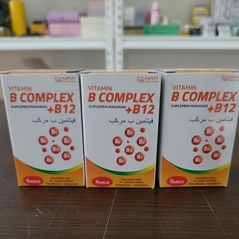 Vitamin B Complex B1 B2 B6 HCI + B12 Samco 100kaplet salut gula