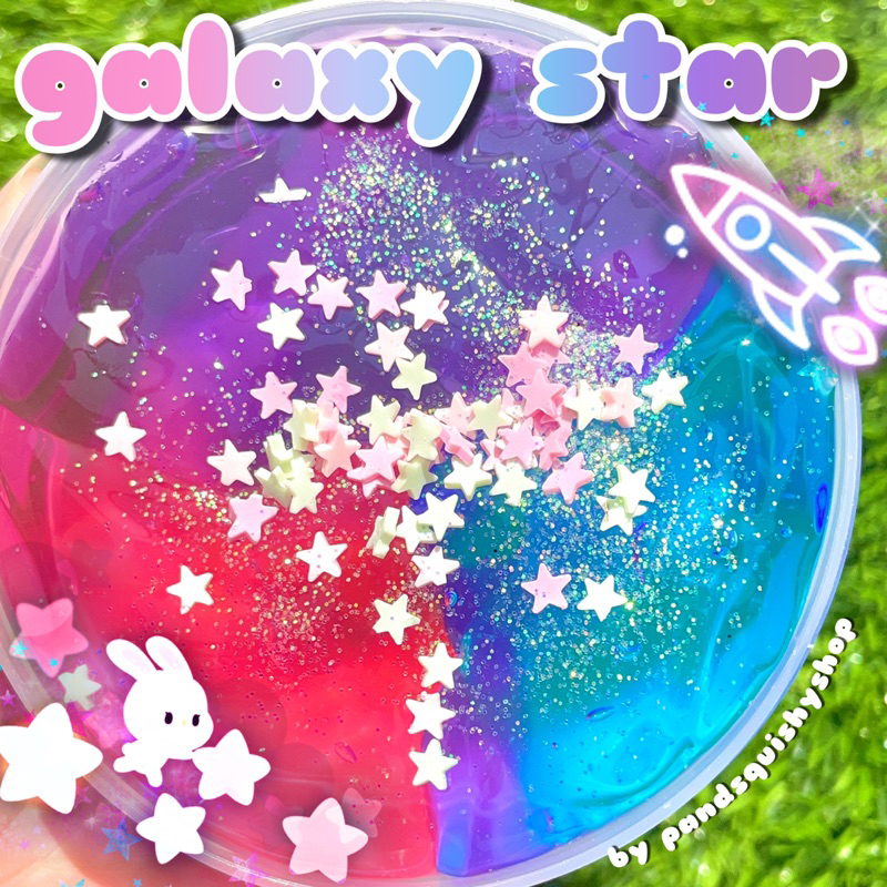 Galaxy stars slime by pandasquishyshop isi 250gr / clear slime / glitter slime / star slime / galaxy slime / sprinkle / glitter rainbow / mainan slime / slime best seller / hadiah / gift / hampers / hadiah anak / hadiah ulang tahun / birthday gift