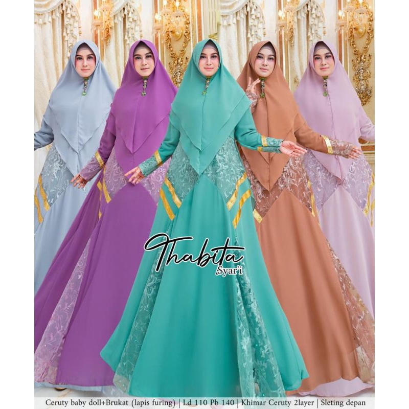Syar'i Tsabita Gamis Lebaran 2023 Gamis Syari Brukat Ceruty Busui Jumbo Gamis Polos Pesta Mewah Dres