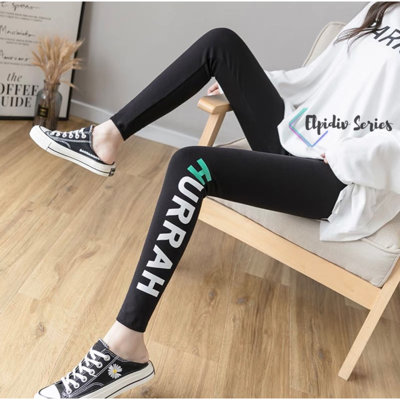 Legging Kaos Katun Soft Motif Grafis HURRAH Wanita Dewasa (LDF-005)