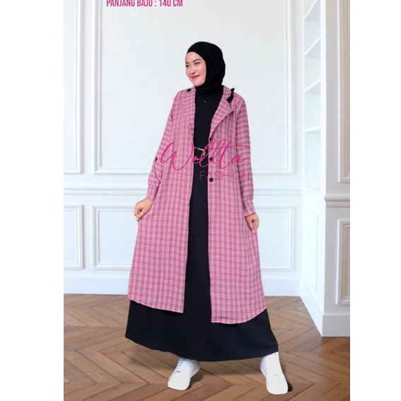 SET OUTER DRESS NAKILA GISTA MOTIF KOTAK BEST QUALITY DESAIGN ORI ZAHIN DAN WELTA