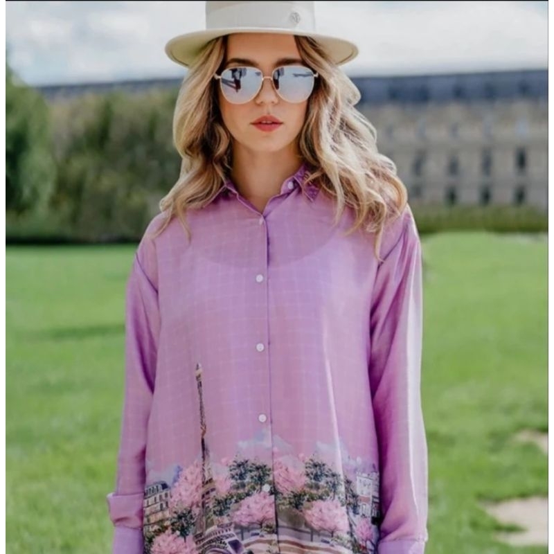 Benang Jarum Emily Satin Shirt Size XS