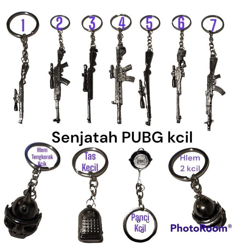 GANTUNGAN KUNCI MINI SENJATA SENAPAN MAINAN MINIATURE TOY GUN PUBG KEYCHAIN AKSESORIS CROME