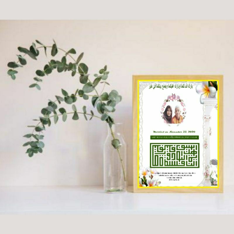 cod ukir kalighrafi kufi kado pernikahan/foto boot pernikahan