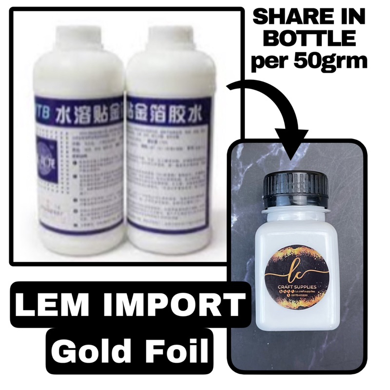 50GR Lem Import Perekat Gold Foil Kertas Foil Prada Sepuhan Emas Gold Leaf Glue REPACK