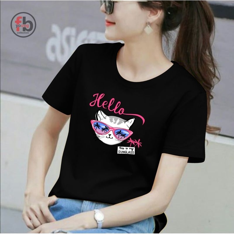 fbyoungT-shirt wanita kaos spandex model kekinian lengan pendek