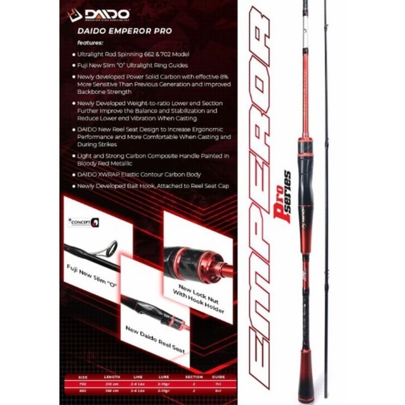 Joran Daido Emperor Pro Series Fuji 2-6lbs 702 Terbaru | Joran ul Daido Emperor Pro Series Carbon So