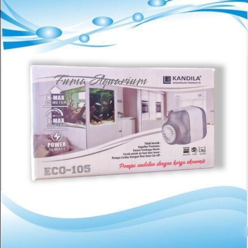 Mesin Pompa Air Kandila ECO 105 Filter Celup Kolam Aquarium Hidroponik Low Watt Submersible Pump Water Pump Power Head