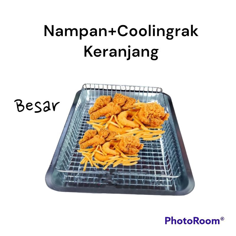 Cooling Rak Dengan Wadah Peniris Minyak Keranjang / Nampan Wadah Minyak Makanan / Wadah Sayuran/ Buah Dan lain nya