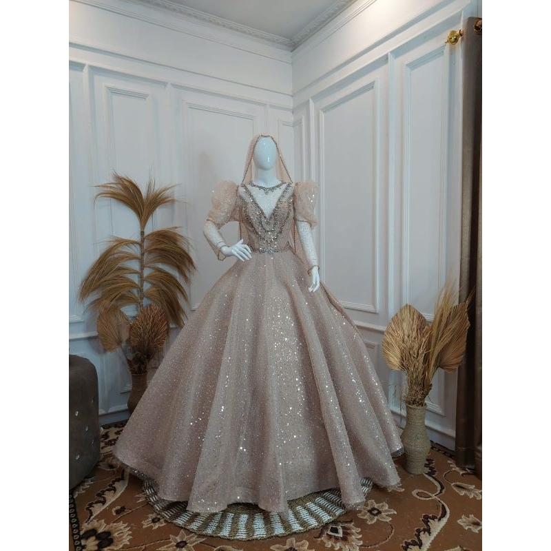 GAUN PENGANTIN  BERBY BEREKOR//GAUN MODREN | GAUN PAYET BUNGA 3D | BAJU WEDDING MEWAH | BAJU PENGANTIN TERBARU