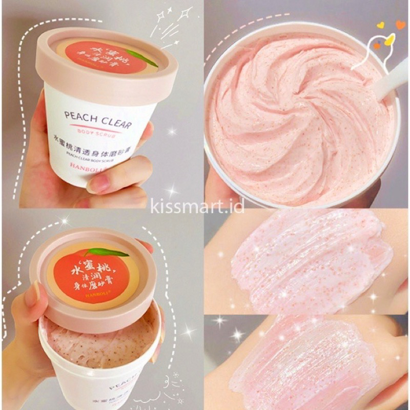 {Bisa Kirim Instant COD MEDAN TERMURAH} HANBOLI Peach Clear Ice Cream Body Scrub Niacinamide 200 ml