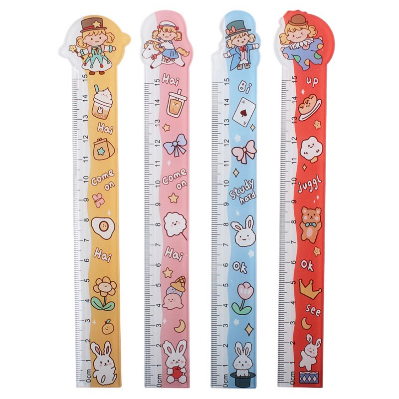 

penggaris/rol anak cowok cewek kekinian akrilik 15 cm import