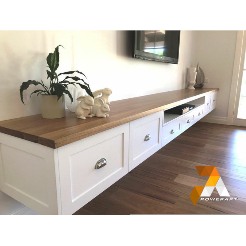 Meja TV Gantung Minimalis Cat duco Rak TV Bufet TV Gantung Minimalis Duco Putih Cabinet TV Minimalis