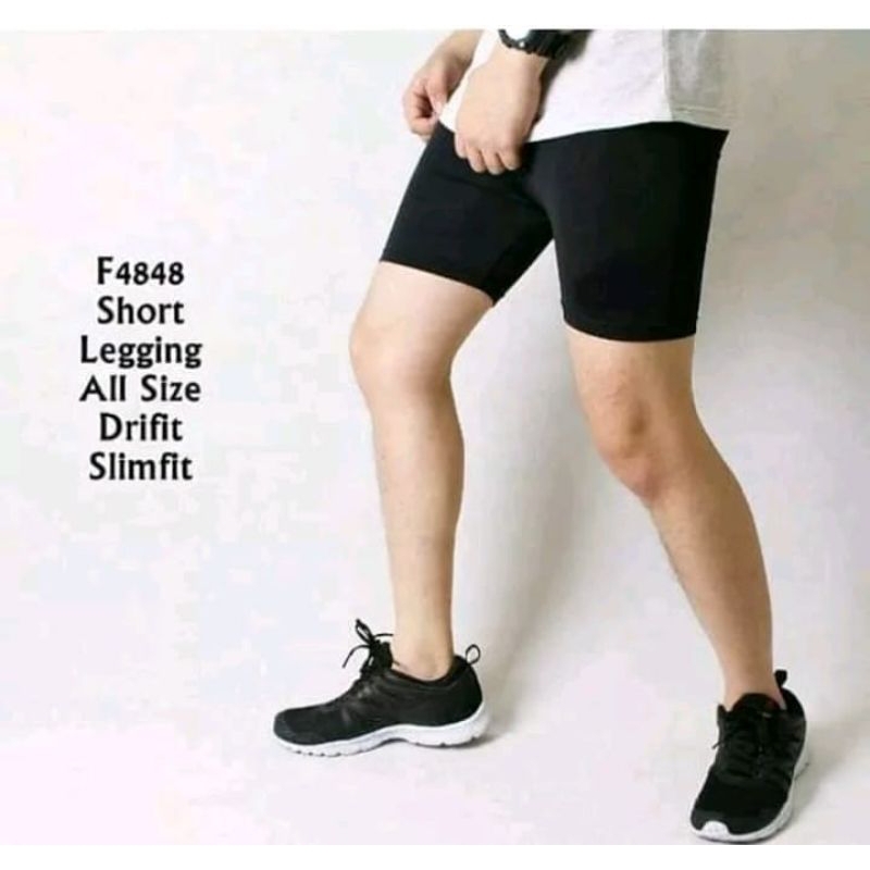legging olahraga pendek pria sport polos hitam
