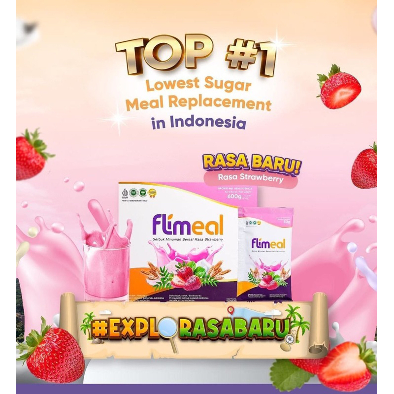 

FLIMEAL 1 box - Rasa baru stroberi, vanilla, taro (isi 12sachet)