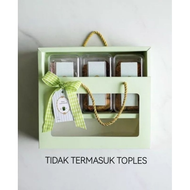 

Box Hampers Idul Fitri / Box Sliding Tali / Box Hampers Kue Kering / Box Hampers Lebaran