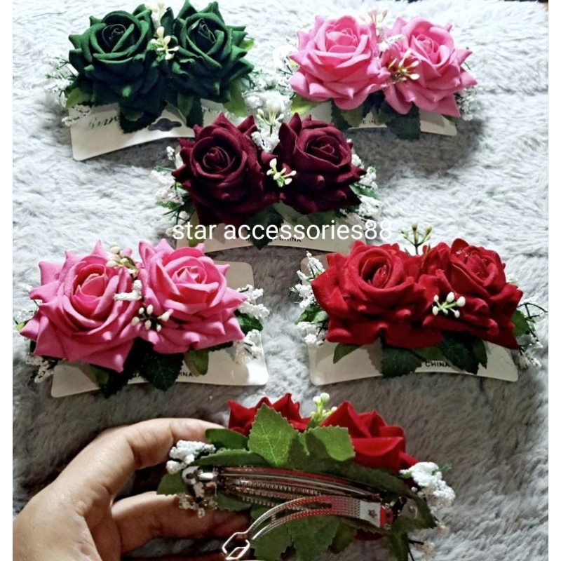 kep bunga hiasan sanggul/jepit rambut bunga mawar/hiasan sanggul