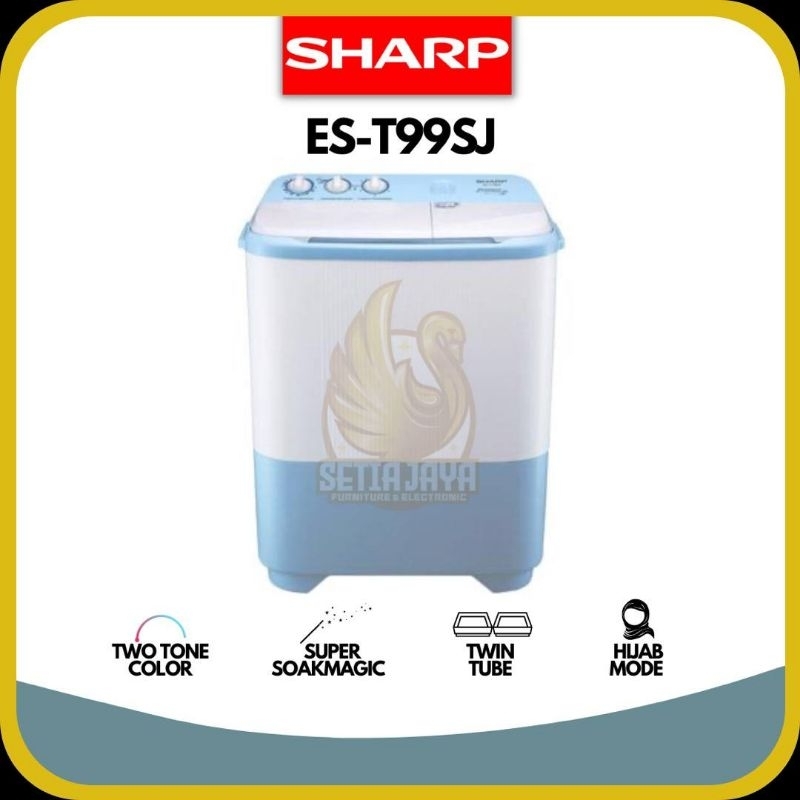 SHARP Mesin Cuci 2 Tabung 9 KG - (ES-T99SJ)