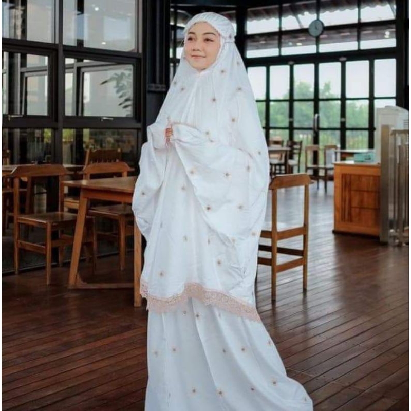 Mukena Rayon Mukena Setelan Mukena Potongan Berlengan Mukena Putih Rayon Mukena Travel Mukena Haji