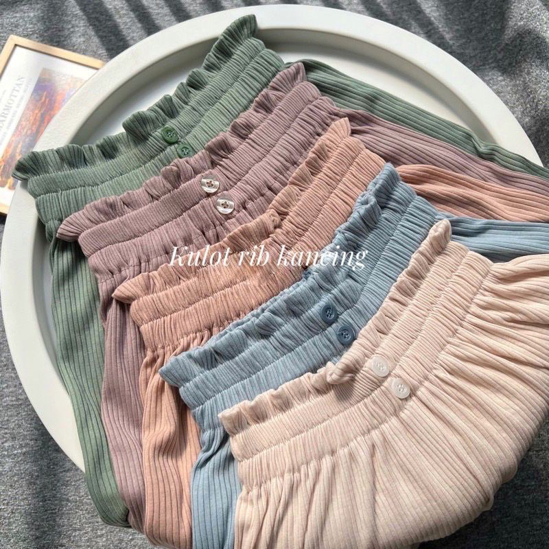 Kulot Knit Highwaist Rib Kancing Dua