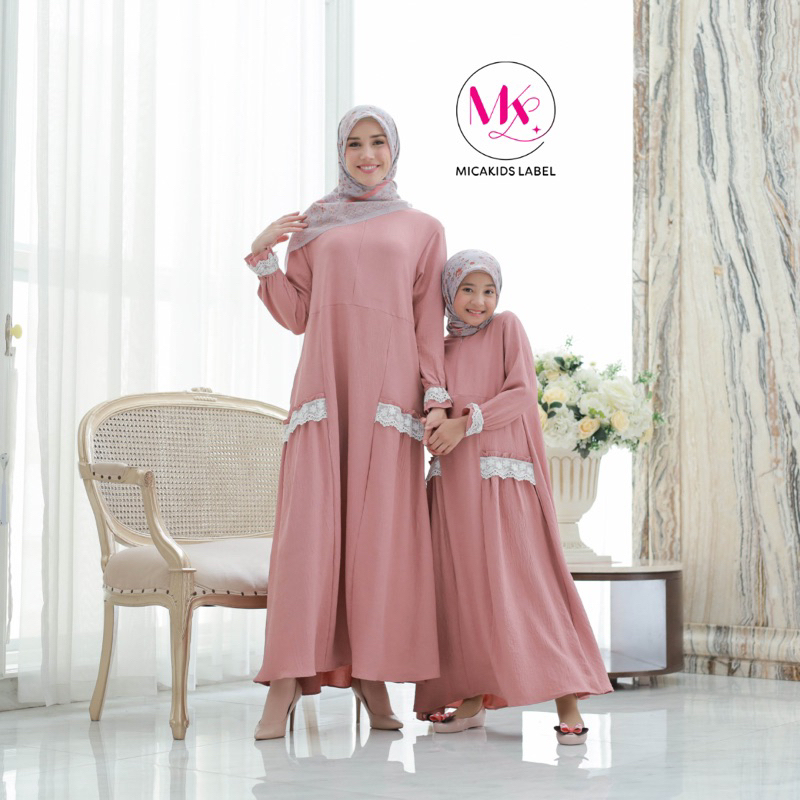 GAMIS COUPLE POLOS IBU DAN ANAK GAMIS CRINKLE POLOS HAGIA SOPHIA