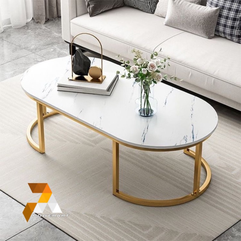 Meja Tamu marmer Oval Meja Marmer Cream coffe Table