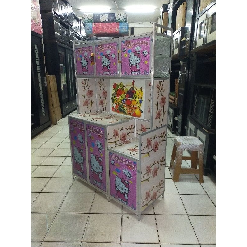 RAK PIRING 3 PINTU KARAKTER HELLO KITTY  DORAEMON KEROPY SAMPING KERAMIK BAWAH KERAMIK