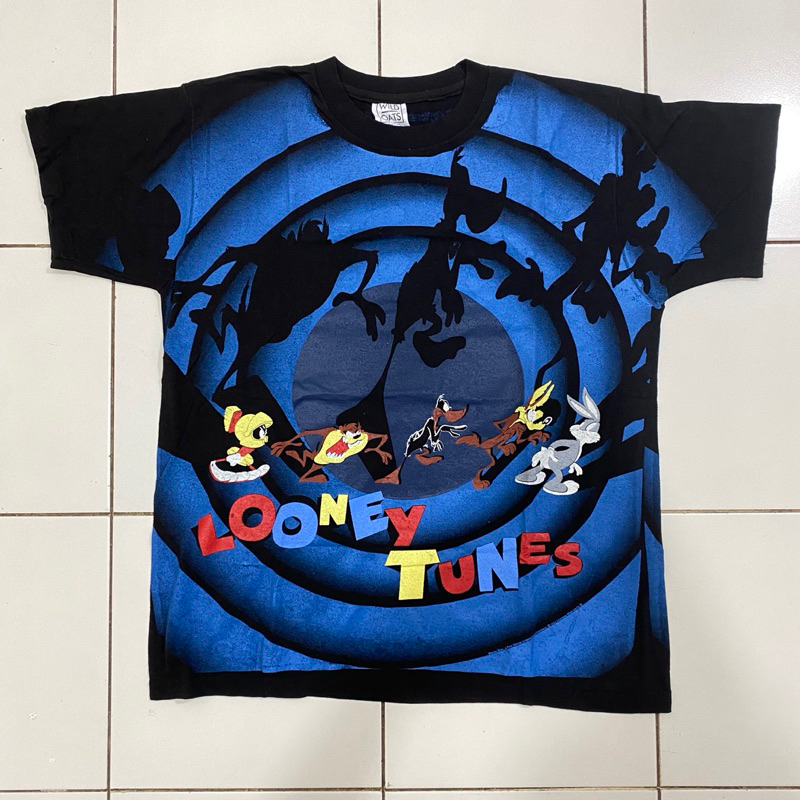 LOONEY TUNES KAOS VINTAGE BOOTLEG THAILAND CARTOON 90 AOP ALL OVER PRINT FULLPRINT FULL PRINT BUILT 