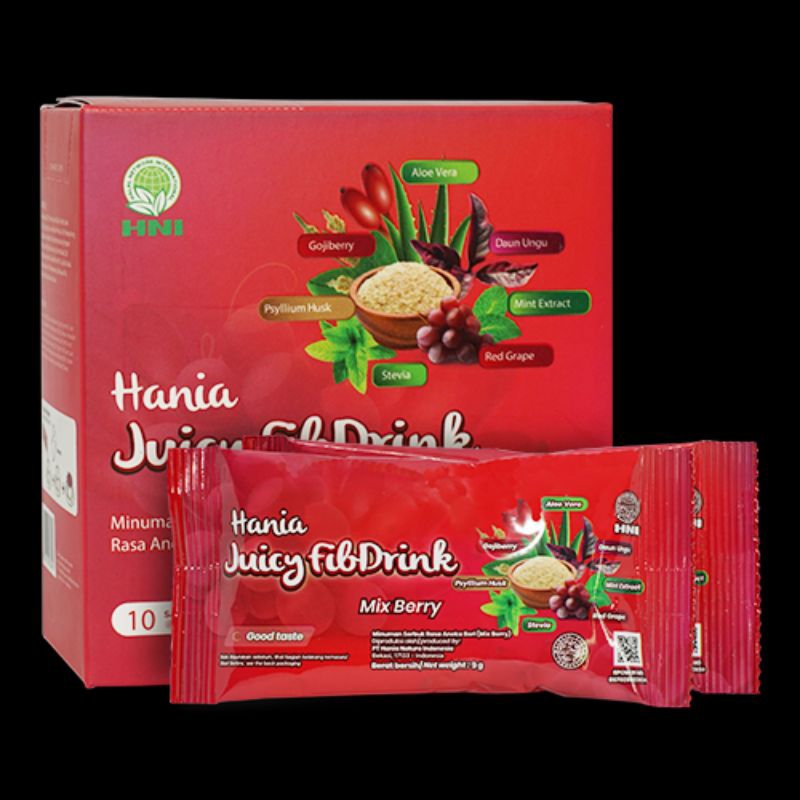 

HNI HPAI - HANIA JUICY FIBDRINKHANIA JUICY FIBDRINK Mix BerryMinuman Serbuk Rasa Aneka Buah (Mix Fruit)-HANIA GLUTA JUICY DRINKMinuman Serbuk Rasa Aneka Buah dengan Kolagen