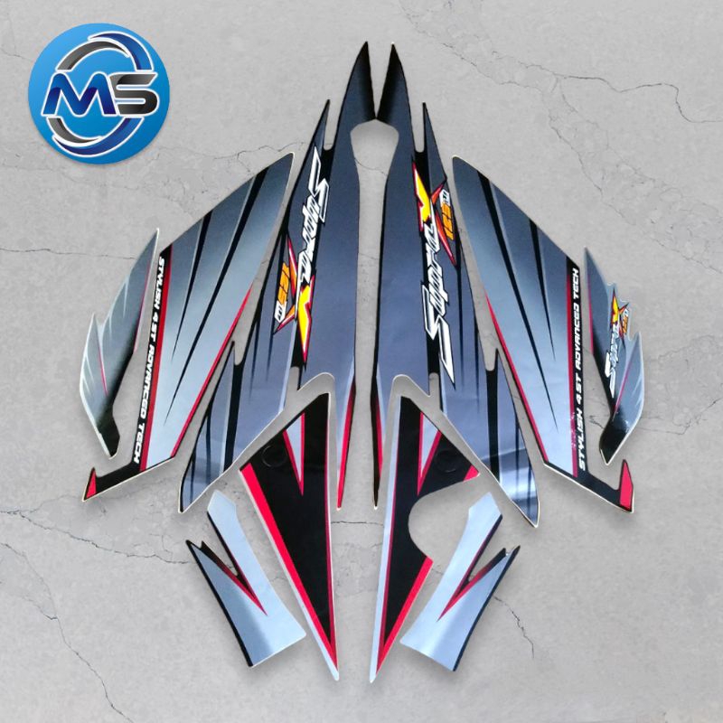 Stiker Striping Motor Supra x 125 D 2005 Hitam Silver Sticker Lis Body Standar Berkualitas