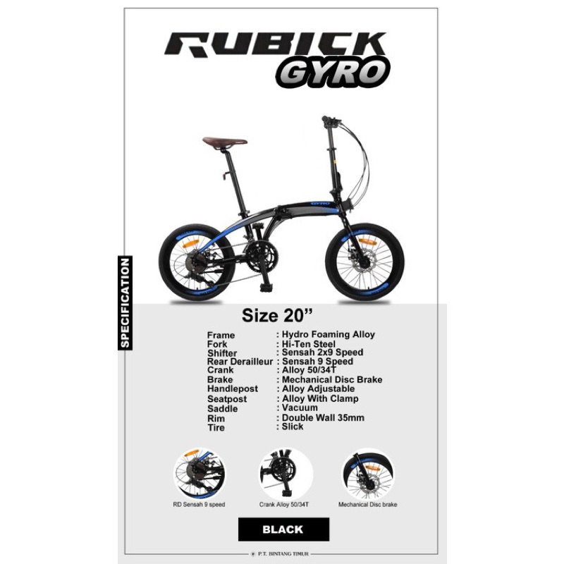 Sepeda Lipat Rubick Gyro alloy 20 inch by united bike
