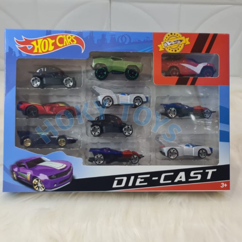 MAINAN MOBIL HOT CARS  DIECAST  METAL ISI 10PCS  - MAINAN DIE CAST SET MOBIL HOT WHEEL