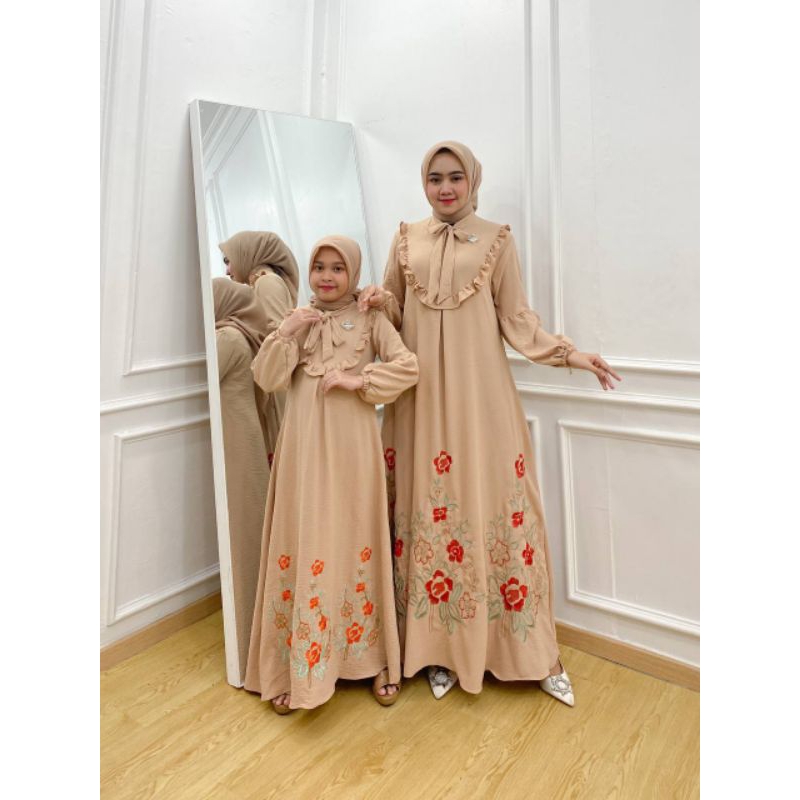 PB Prilly Busana - ANJANI GAMIS ANAK CRINCLE BORDIR COUPLE_COUPLE IBU ANAK - DRESS ANAK - GAMIS CRINCLE