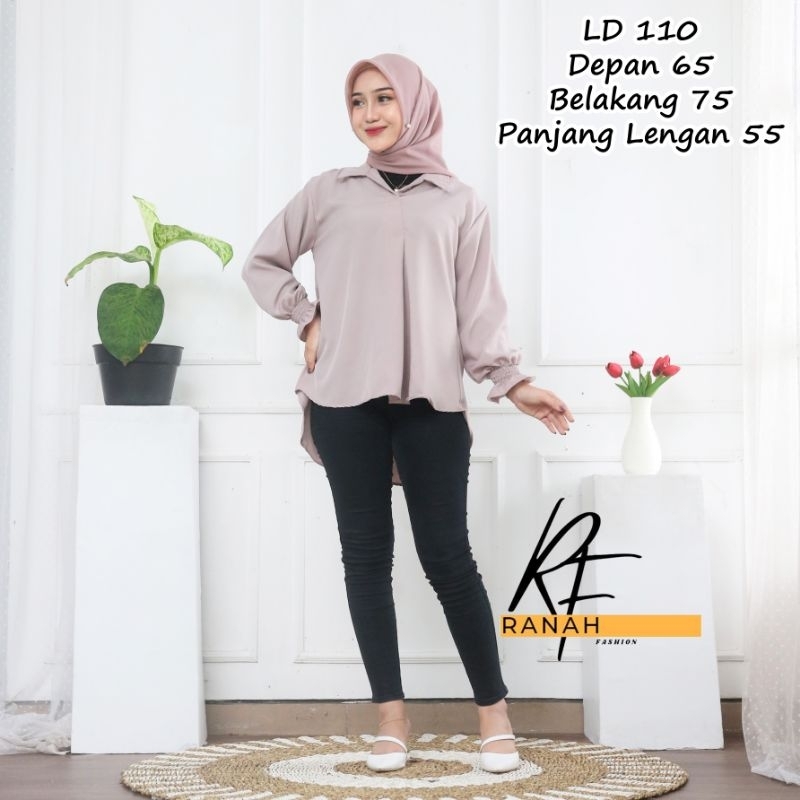 NURY TOP KEMEJA BLOUSE WANITA TERBARU ATASAN SHAKILA V NECK