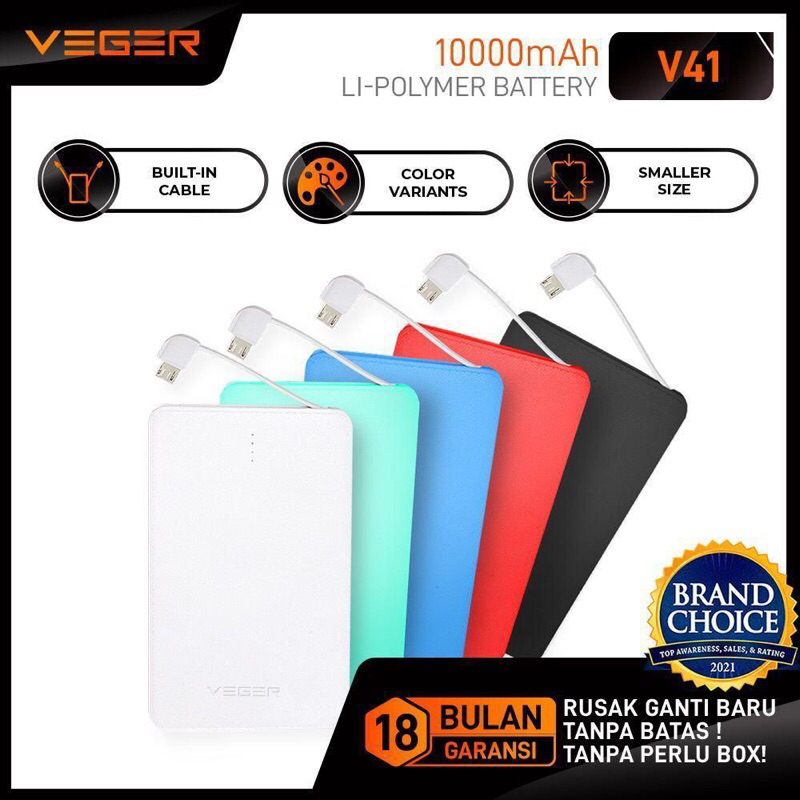 Power Bank Veger 10.000 Mah - Veger V41 Pb 10000 Mah Original