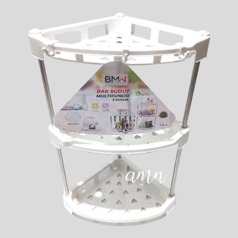 Rak Serbaguna Stainless BMW / Rak Sudut Multifungsi Minimalis / Rak Dapur / Rak Penyimpanan / Rak Ko